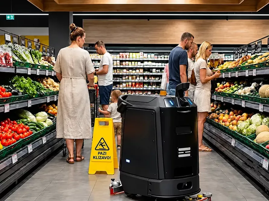 Where are CenoBots robots used - Supermarket cleaning robots - CenoBots