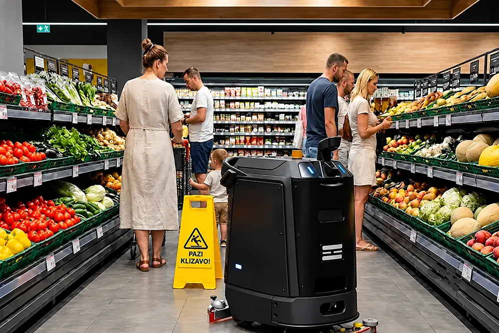 Where are CenoBots robots used - Supermarket cleaning robots - CenoBots