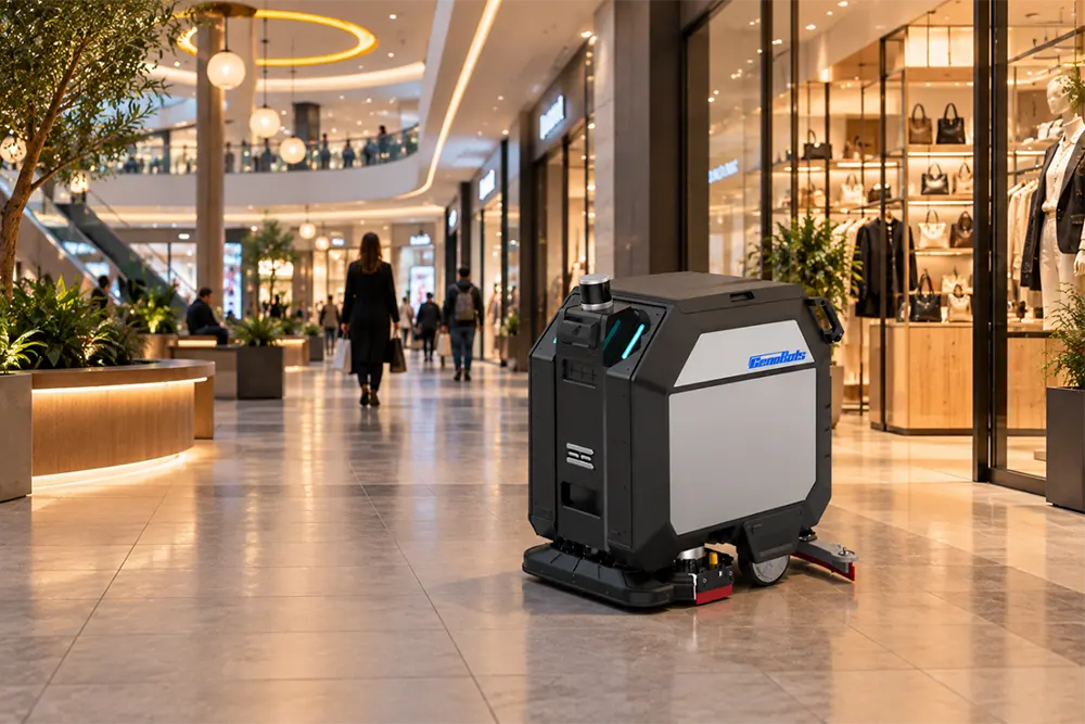 Kako robot čisti hodnike tržnog centra bez ometanja kupaca - Roboti za čišćenje tržnih centara - CenoBots