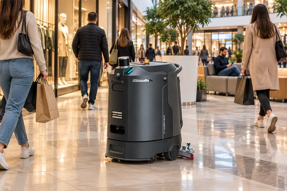 Kako robot čisti hodnike tržnog centra bez ometanja kupaca - Prodaja robota za čišćenje tržnih centara - CenoBots